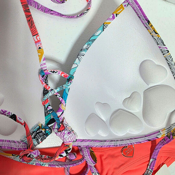 Body Glove Baby Love Bikini Top & Smoothies Basic Bottom Sz Large Orange Floral - Picture 7 of 16